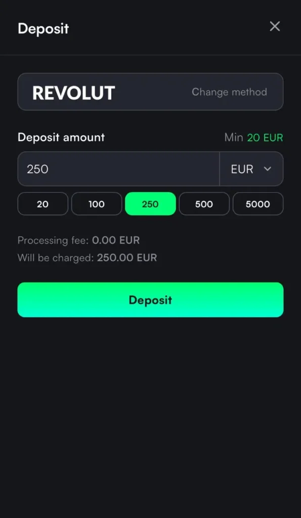 TrueLuck mobile depositing page