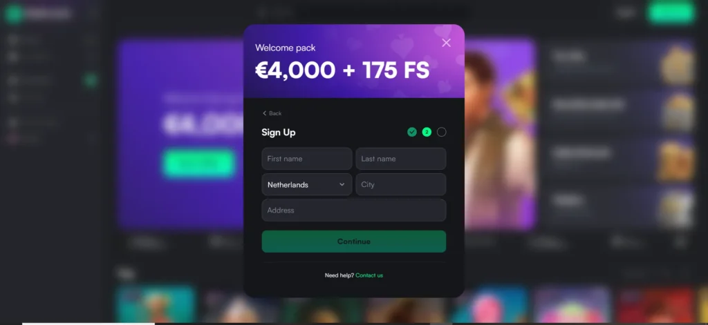 TrueLuck sign up process